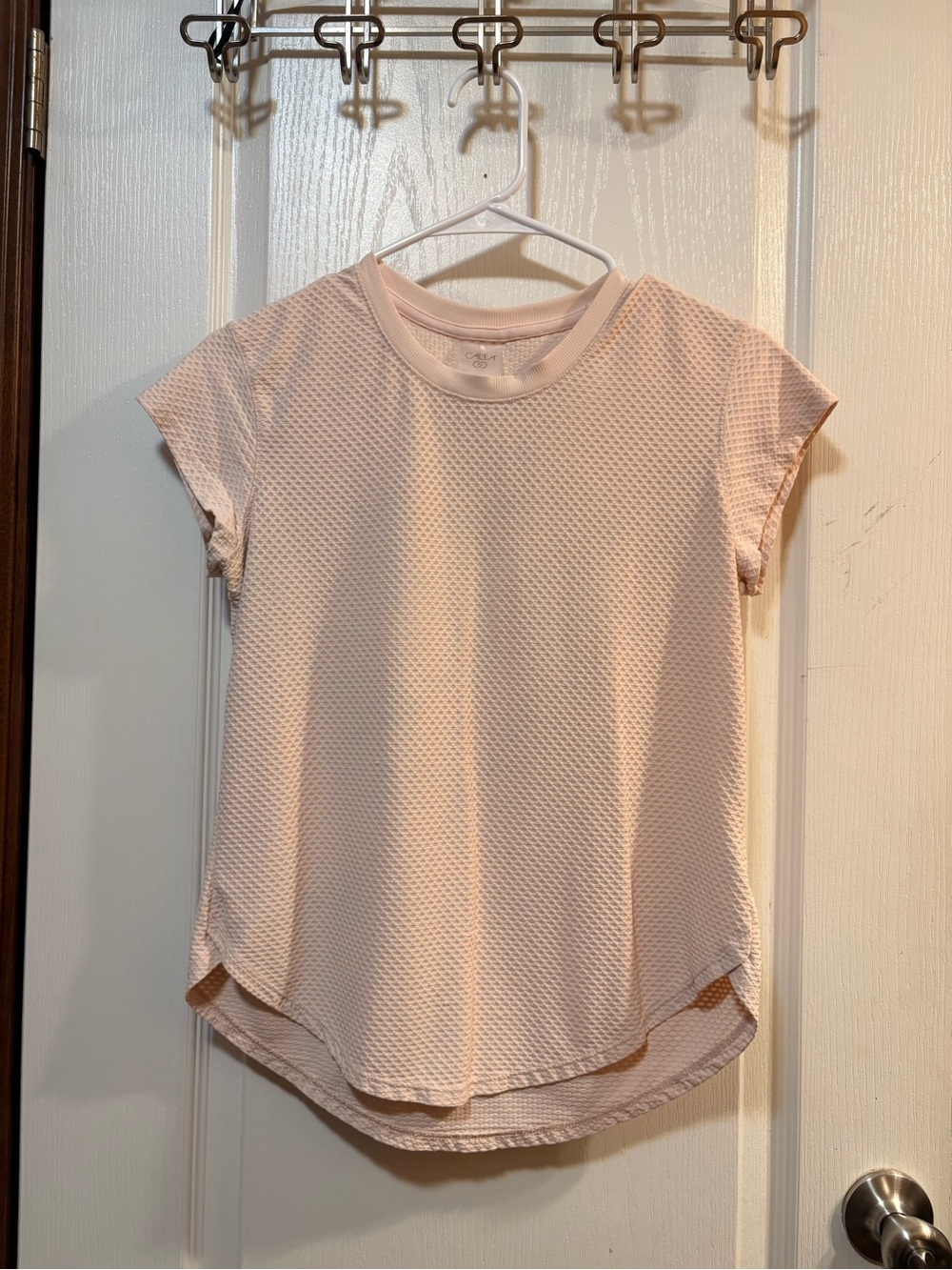 CALIA by Carrie Underwood Pale Pink Short Sleeve Textured Tee